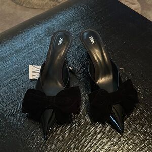 Zara Black Bow Detail Women's Shoes